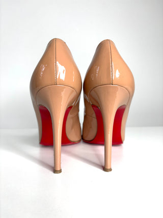 Christian Louboutin Pigalle 100 Nude Patent Heels 39.5 UK6.5