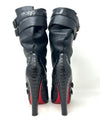 Christian Louboutin Loubi Bike 140 Black Leather Python Mid Calf Boots 40 UK 7