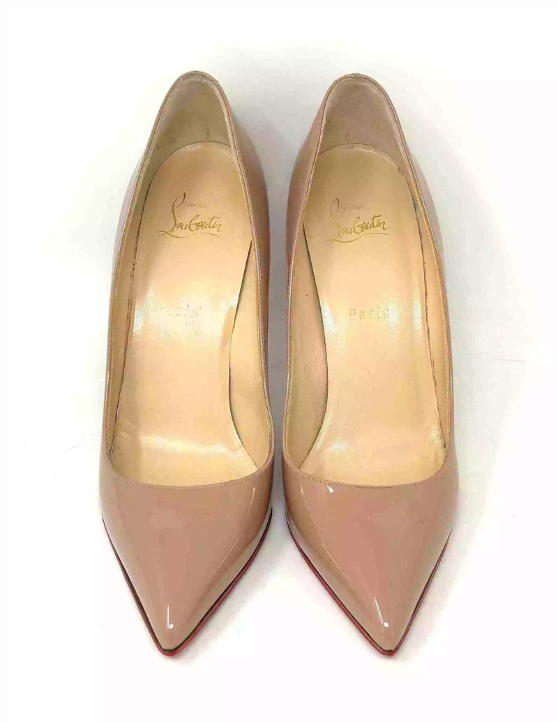 Christian Louboutin Pigalle 100 Nude Patent Leather Pump Heels 40 UK 7