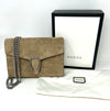 Gucci Mini Taupe Suede Wallet On Chain Bag