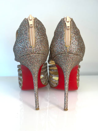 Christian Louboutin Multibrida 100 Multicolour Glitter Strappy Sandals Heels – Size 38.5 UK 5.5