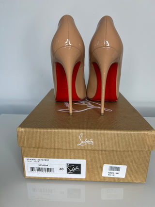Christian Louboutin Preloved So Kate 120 Nude Patent Heels 38 UK5