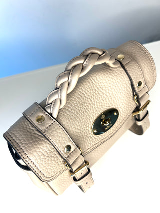 Mulberry Mini Alexa Cashmere Taupe Heavy Grain Leather Shoulder Bag