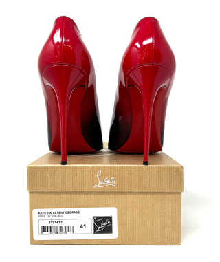 Christian Louboutin Kate 100 Black Red Degrade Patent Leather Pump Heels 41 UK 8