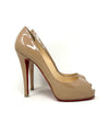 Christian Louboutin Nude Patent Leather Peep Toe Heels 