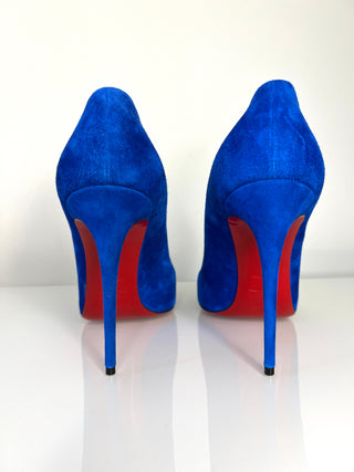 Christian Louboutin Pigalle Follies 100 Blue Suede Heels 41 UK8