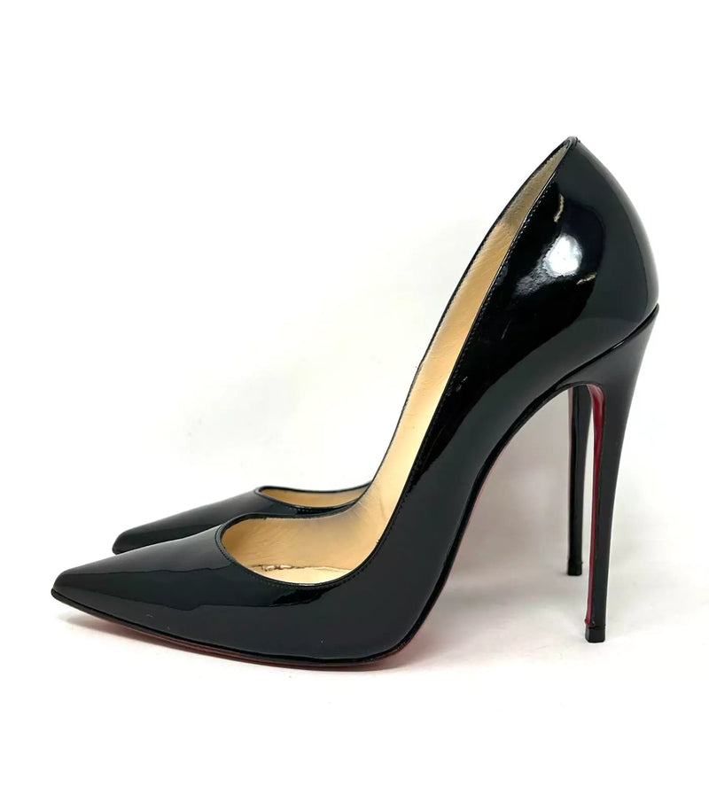 Christian Louboutin So Kate 120 Black Patent Pump Heels 37.5 UK 4.5