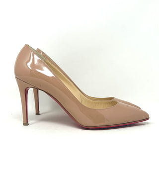 Christian Louboutin Pigalle 85 Nude Patent Leather Pump Heels 39.5 UK 6.5