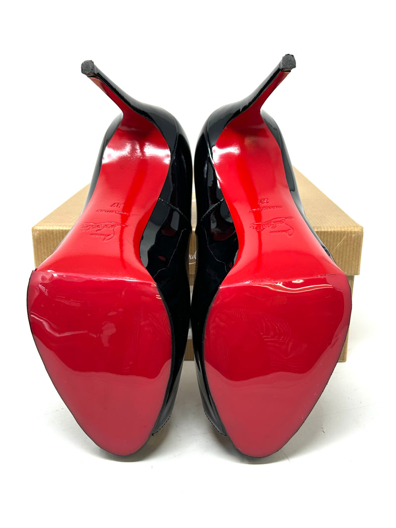 Christian Louboutin Black Patent Platform Peep Toe Heels