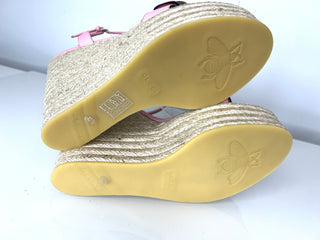 Gucci GG Marmont Pink Leather Espadrille Wedge Sandals 40.5 UK7.5