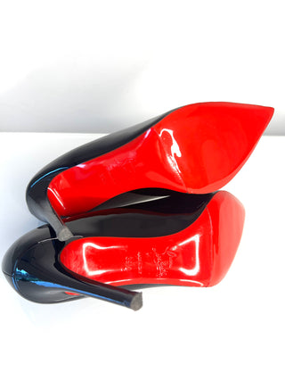 Christian Louboutin Pigalle 100 Black Patent Heels 39.5 UK6.5
