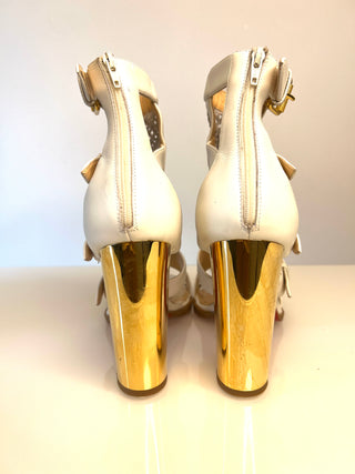 Christian Louboutin Fencing Booties – White Leather & Mesh – Size 38 UK 5