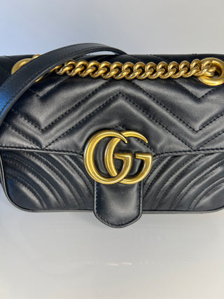 Gucci GG Marmont Small Black Leather Shoulder Bag