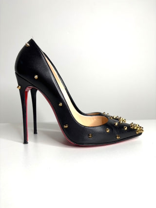 Christian Louboutin Degraspike 120 Black Leather Heels 40 UK7