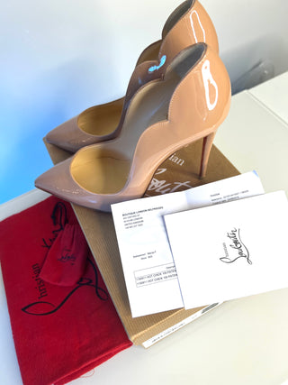 Christian Louboutin Hot Chick 100 Nude Patent Heels 37 UK4