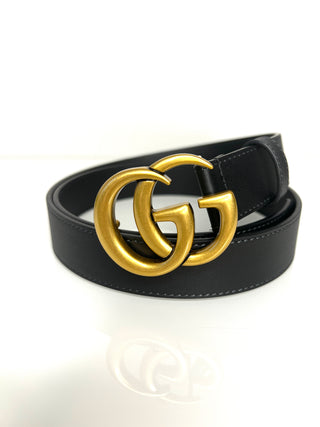 Gucci GG Marmont Black Leather Belt