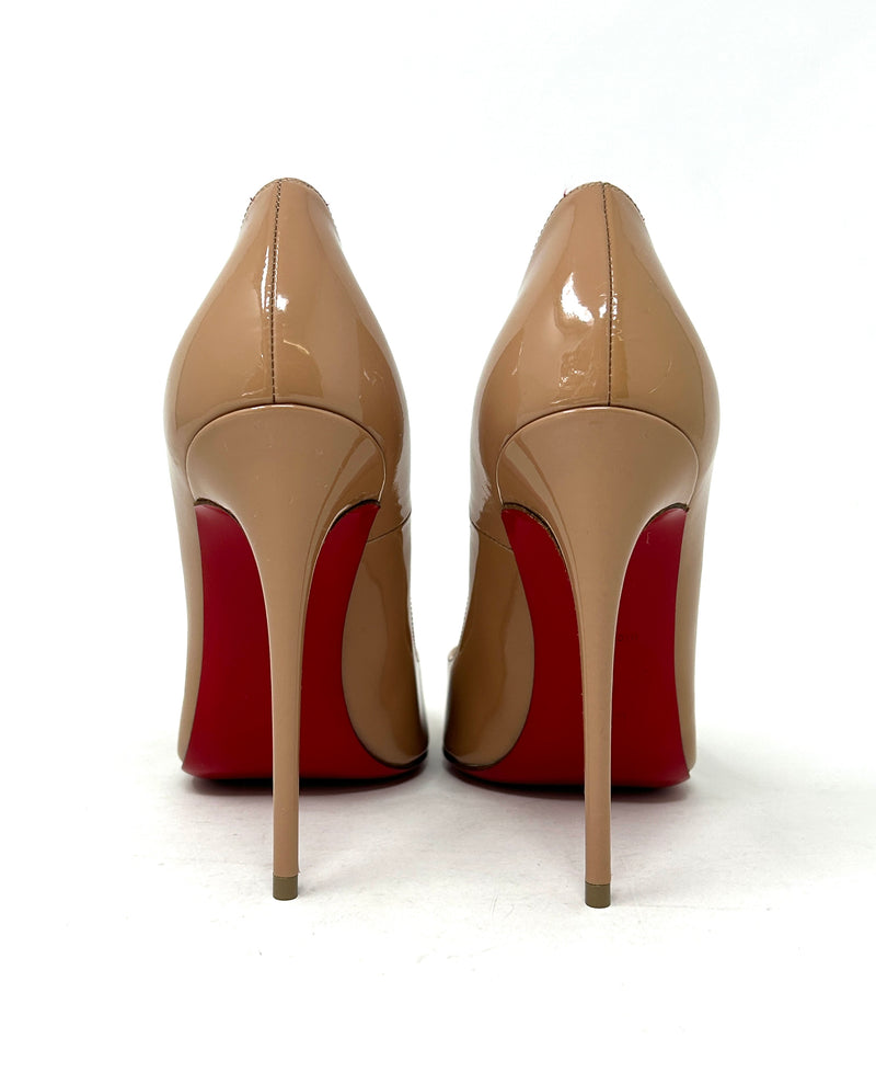 Christian Louboutin So Kate 120 Nude Patent Leather Pump Heels small 37 UK 4