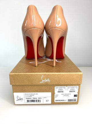 Christian Louboutin Pigalle Follies 100 Nude Patent Heels 37 UK4