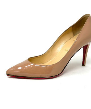 Christian Louboutin Pigalle 85 Nude Patent Leather Pump Heels 38.5 UK 5.5