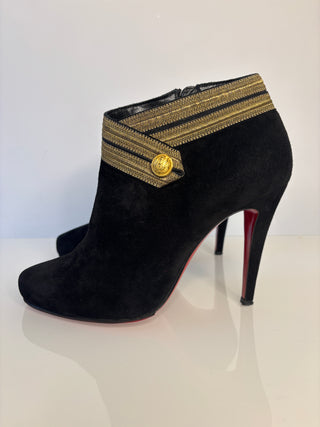 Christian Louboutin Preloved Marychal 100 Black Suede Ankle Boots 39.5 UK6.5