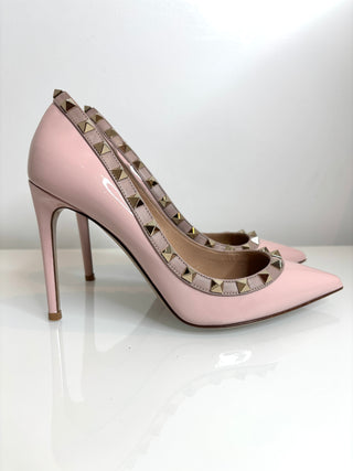 Valentino Garavani Rockstud 100 Water Rose Patent Leather Pumps Heels 36 UK3