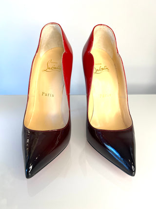 Christian Louboutin Hot Chick 120 Black/Red Dégradé Patent Leather Heels – Size 35.5 UK2.5