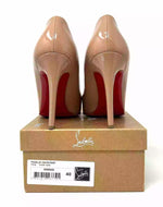 Christian Louboutin Pigalle 100 Nude Patent Leather Pump Heels 40 UK 7