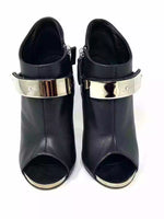 Giuseppe Zanotti Black Leather Metal Strap Open Toe Ankle Boots 38 UK 5