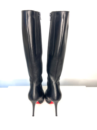 Christian Louboutin New Simple Botta 120 Black Leather Knee-High Boots – Size 36 / UK 3
