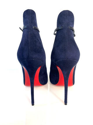 Christian Louboutin Vampy Dolly 120 Navy Suede Heels Booties 36.5 UK3.5