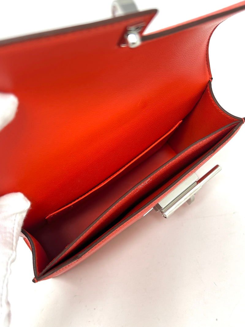 Hermes Verrou Chaine 18cm Bag Chevre Mysore Goatskin Leather Palladium  Hardware, Orange CC93 - SYMode Vip