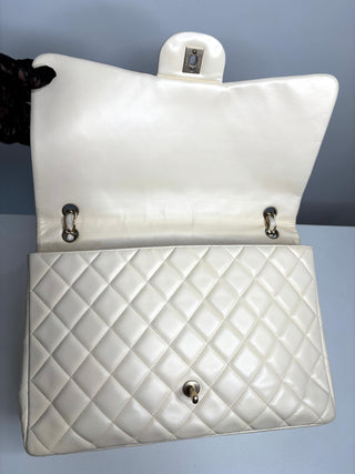 Chanel Classic Maxi Cream Calfskin Shoulder Flap Bag