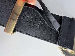 Gucci GG Marmont Torchon Black Leather Belt
