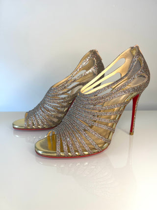 Christian Louboutin Multibrida 100 Multicolour Glitter Strappy Sandals Heels – Size 38.5 UK 5.5