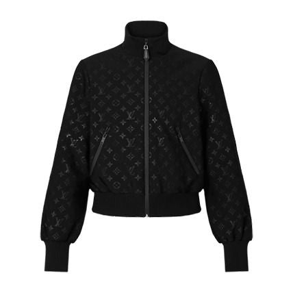 Louis Vuitton Black Monogram Embossed Zip Up Jacket 