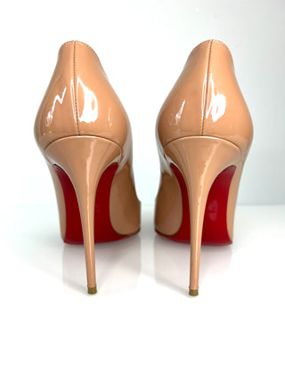 Christian Louboutin Pigalle Follies 100 Nude Patent Heels 37 UK4