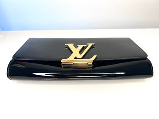 Louis Vuitton Louise Gold LV Black Patent Leather Clutch Bag