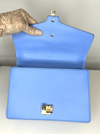 Gucci Sylvie Light Blue Leather  Shoulder Bag