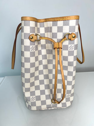 Louis Vuitton Neverfull MM Damier Azur Tote Bag & Matching Pouch