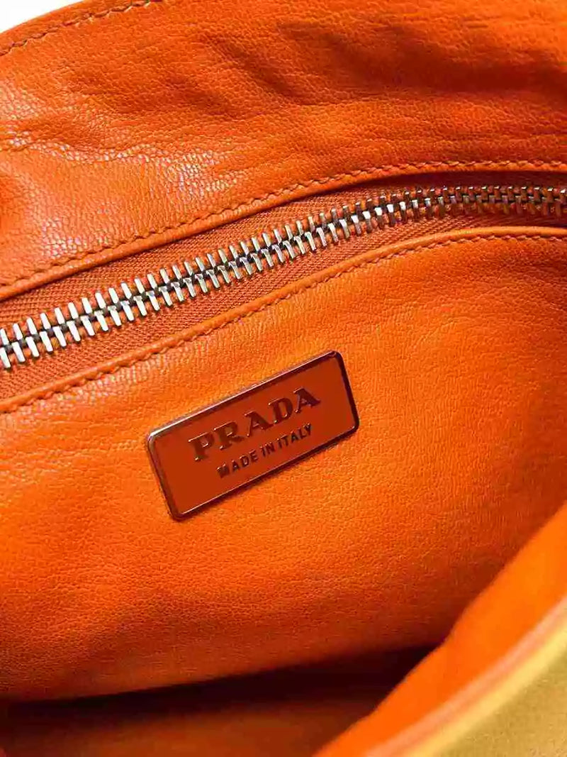 Prada Mustard Leather Flap Shoulder Bag