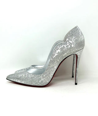 Christian Louboutin Silver Glitter Pump Heels 