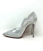 Christian Louboutin Silver Glitter Pump Heels 