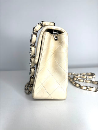 Chanel Mini Flap Square Ivory Lambskin Shoulder Bag