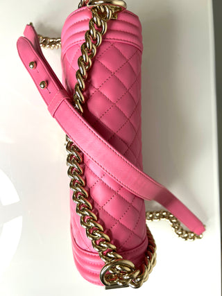 Chanel Preloved Boy Bag Pink Quilted Lambskin GTH Shoulder Bag