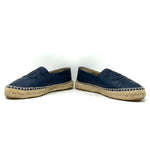 Chanel Navy Blue Leather Espadrille Flats