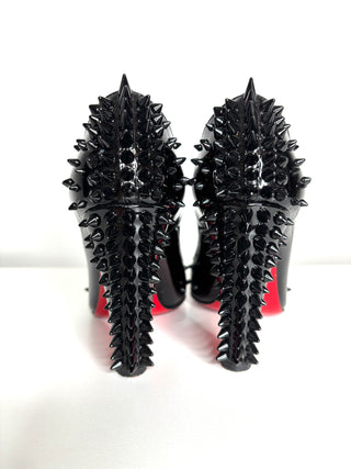 Christian Louboutin Jurayoo 100 Spike Black Patent Heels 36 UK3