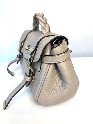 Mulberry Mini Alexa Cashmere Taupe Heavy Grain Leather Shoulder Bag