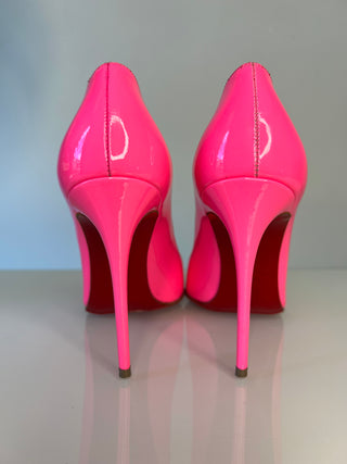 Christian Louboutin Pigalle Follies 100 Shocking Pink Patent Leather Heels 36 UK3