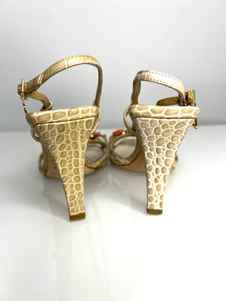 Christian Dior Croc-Effect & Orange Jewel Sandals – Size 36 / UK 3