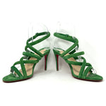 Christian Louboutin Cleissimo 85 Bambou Green Suede Leather Heel Sandals 36 UK 3